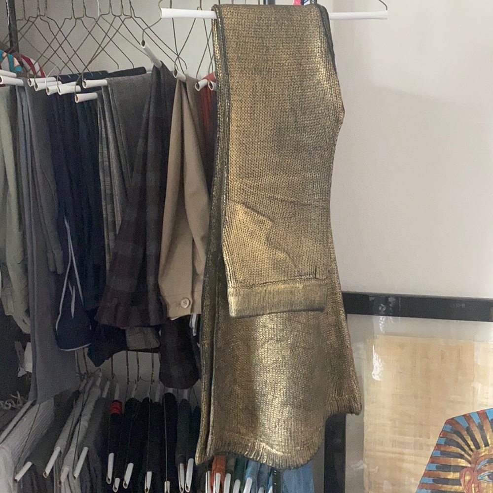 Hanifa Gold Knit Crop Sweater & Pant Set